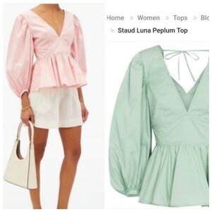 Nwt Staud Luna Bridgerton Sage Pastel Green Top 8